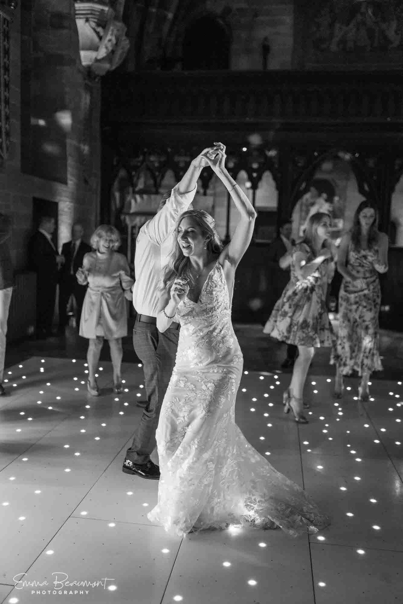 bride dancing at wedding reception 