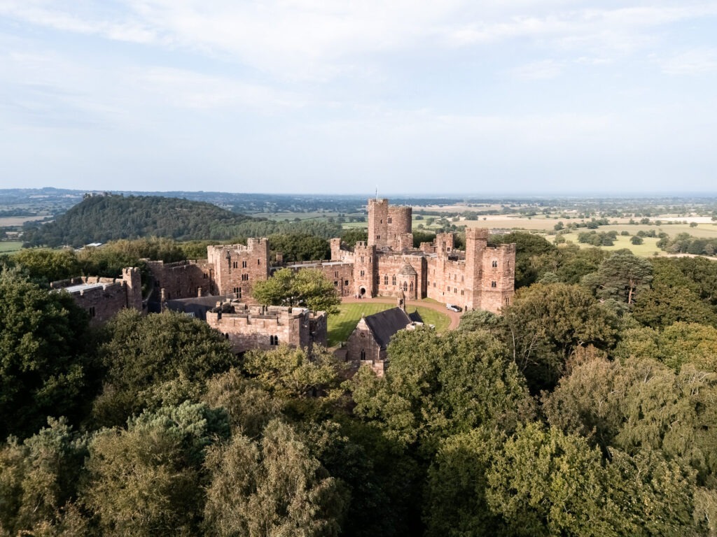 Drone photo of Peckforton Castle in Tarporley Cheshire