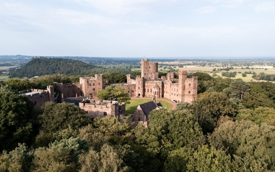 Drone photo of Peckforton Castle in Tarporley Cheshire